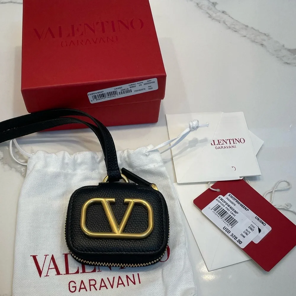 VALENTINO GARAVANI VLogo Calfskin Airpods Pro Case With Leather Strap